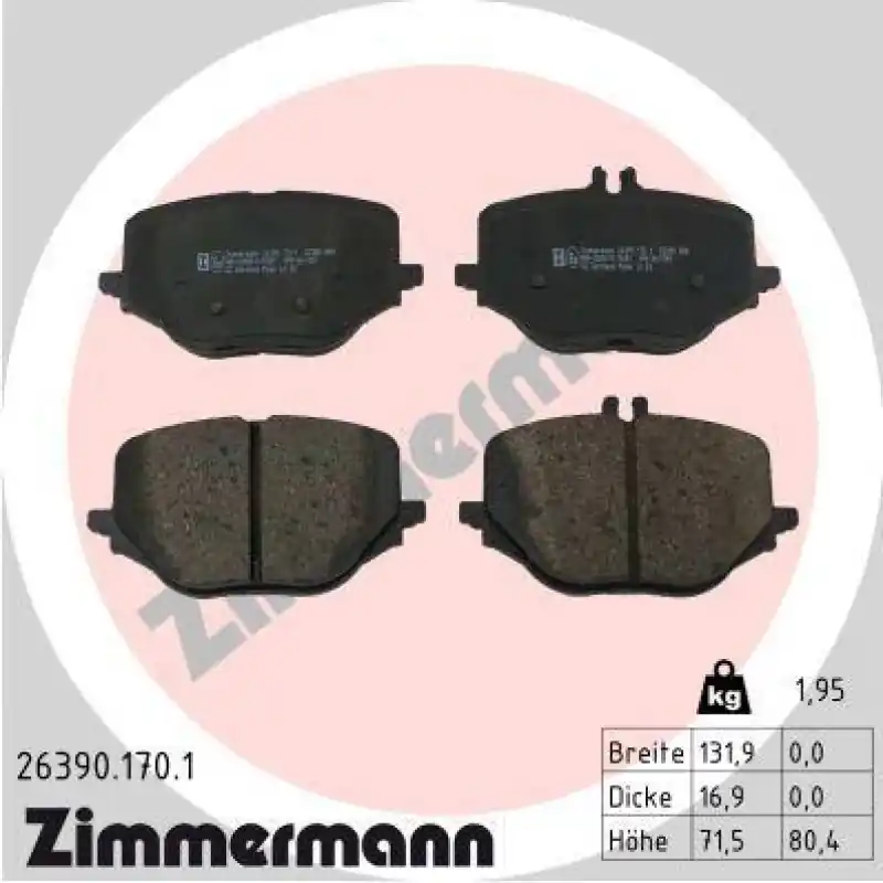 ZIMMERMANN Bremsbelagsatz, Scheibenbremse 26390.170.1 Sichere Zahlung